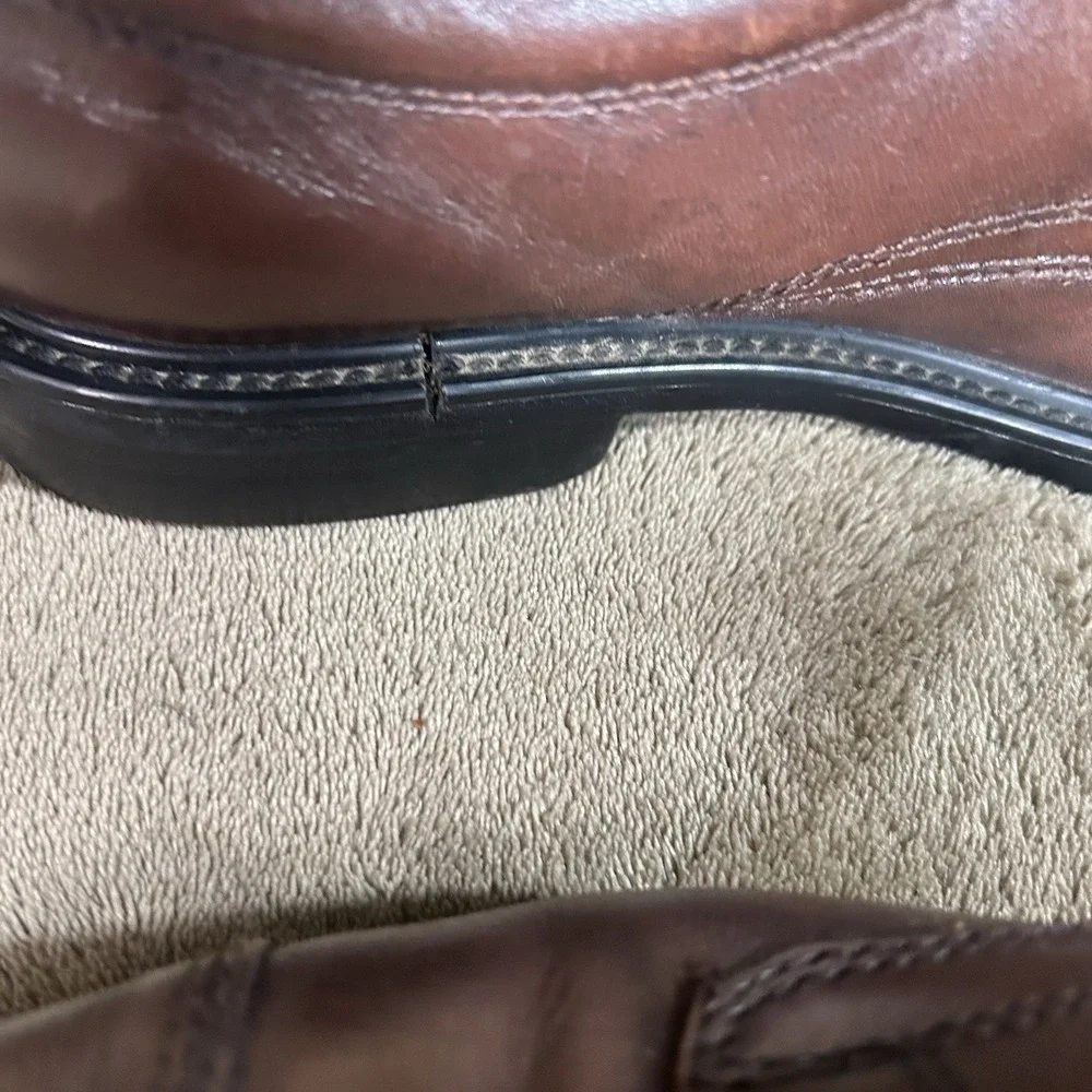 Hunter's Bay Mens Size 7.5 Brown Leather Cap Toe Derby Oxford Dress Shoes